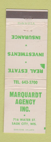 Matchbook Cover - Marquart Insurance Real Estate Sauk City WI WEAR
