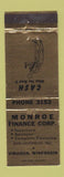 Matchbook Cover - Monroe Finance Corp Viroqua WI