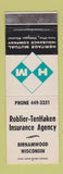 Matchbook Cover - Roblier TenHaken Insurance Birnamwood WI