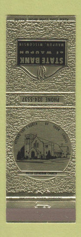 Matchbook Cover - State Bank of Waupun WI