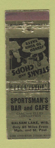 Matchbook Cover - Sportsman's Bar Cafe Balsam Lake WI WEAR