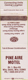 Matchbook Cover - Pine Aire Motel Wisconsin Dells WI