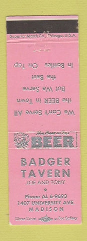 Matchbook Cover - Badger Tavern Madison WI PINK