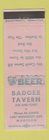 Matchbook Cover - Badger Tavern Madison WI LAVENDER