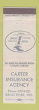 Matchbook Cover - Carter Insurance Agency Eagle River WI