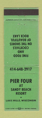 Matchbook Cover - Pier Four Lake Mills WI restaurant