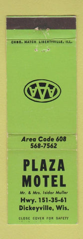 Matchbook Cover - Plaza Motel Dickeyville WI
