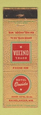 Matchbook Cover - Hotel Oneida Rhinelander WI WORN