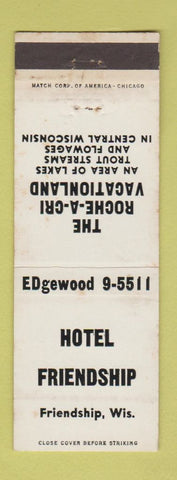 Matchbook Cover - Hotel Friendship WI