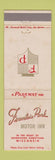 Matchbook Cover - Fountain Park Motor Inn Sheboygan WI WEAR
