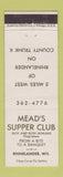 Matchbook Cover - Mead's Supper Club Rhinelander WI