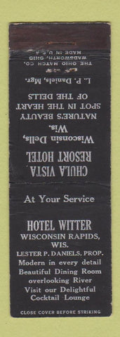 Matchbook Cover - Hotel Witter Wisconsin Rapids WI Dells Chula Vista Resort