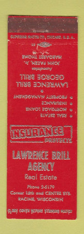 Matchbook Cover - Lawrence Brill Real Estate Racine WI