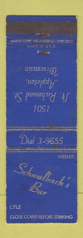 Matchbook Cover - Schwalbach's Bar Appleton WI WEAR