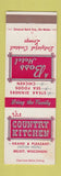 Matchbook Cover - Country Kitchen Boss Hotel Beloit WI