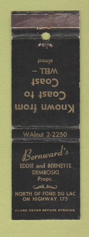 Matchbook Cover - Bernward's Fond Du Lac WI WEAR