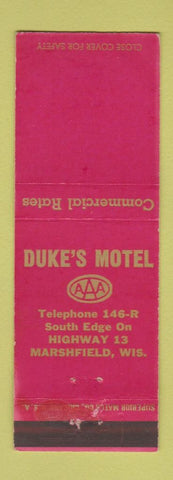 Matchbook Cover - Duke's Motel Marshfield WI