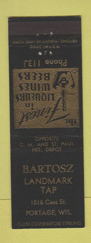 Matchbook Cover - Bartosz Landmark Tap Portage WI bar