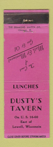 Matchbook Cover - Dusty's Tavern Lowell WI