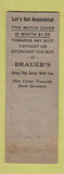 Matchbook Cover - Brauer's Men's Clothes Fond Du Lac Appleton WI WEAR