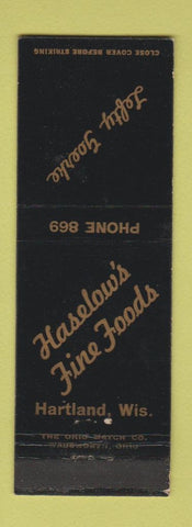 Matchbook Cover - Lefty Goerke Haselow's Restaurant Hartland WI