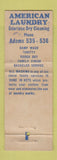 Matchbook Cover - American Laundry Dry Cleaning Green Bay WI WEAR