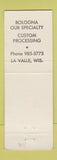 Matchbook Cover - La Valle Meat Market  WI Bologna