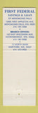 Matchbook Cover - First Federal Savings Oconomowoc WI Hartford Menomonee Falls