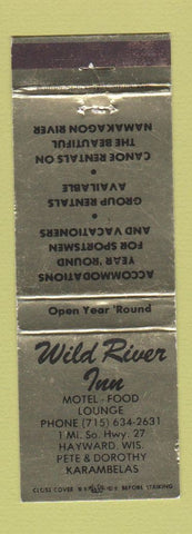 Matchbook Cover - Wild River Inn Motel Hayward WI WEAR