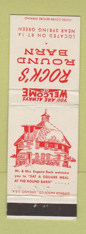 Matchbook Cover - Rock's Round Barn Richland Center WI