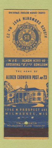 Matchbook Cover - American Legion Alonzo Cudworth Post Milwaukee WI