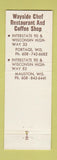 Matchbook Cover - Wayside Chef Restaurant Portage Mauston WI
