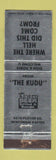 Matchbook Cover - Kudu Bar Wisconsin Rapids WI SILVER WEAR