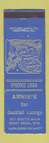Matchbook Cover - Arnie's Bar West Bend WI low phone #