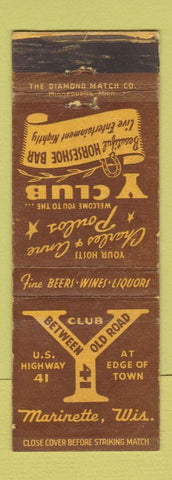 Matchbook Cover - Y Club Marinette WI WORN