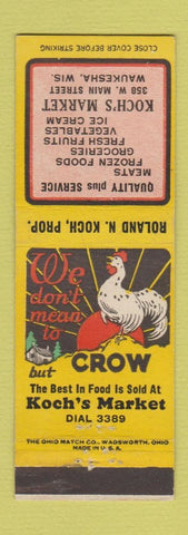 Matchbook Cover - Koch's Market Grocery Waukesha WI