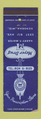 Matchbook Cover - Mayer Drug Kenosha WI WORN