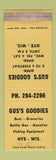 Matchbook Cover - Gus's Goodies grocery oil gas Nye WI WORN
