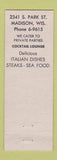 Matchbook Cover - Fedele's Restaurant Madison WI Italian PINK