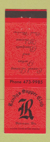 Matchbook Cover - Randy's Supper Club Whitewater WI