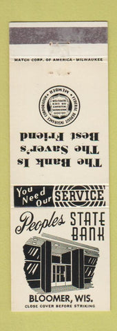 Matchbook Cover - Peoples State Bank Bloomer WI