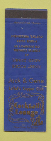 Matchbook Cover - Leffel's Supper Club Curtiss WI