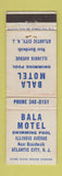 Matchbook Cover - Bala Motel Atlantic City NJ WEAR