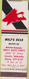 Matchbook Cover - Wolf's Head Motor Oil Lincoln NE