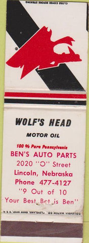 Matchbook Cover - Wolf's Head Motor Oil Lincoln NE