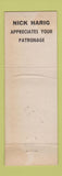 Matchbook Cover - Sportsman's Tavern Racine WI WEAR