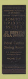Matchbook Cover - Curtiss Cocktail Lounge Plymouth WI