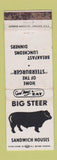 Matchbook Cover - Big Steer Sandwiches Osseo WI WEAR