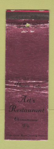 Matchbook Cover - Art's Restaurant Oconomowoc WI WEAR