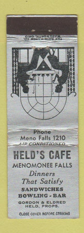 Matchbook Cover - Held's Cafe Menomonee Falls WI bowling WEAR